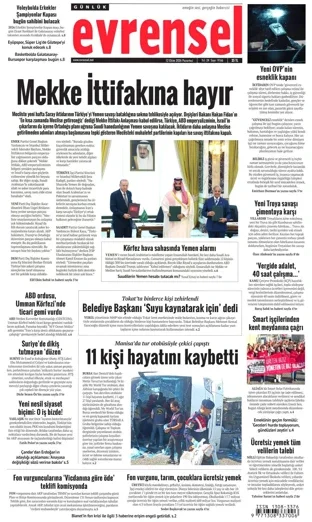 Evrensel Gazetesi 12 Ekim 2026 günün manşeti