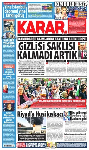 Karar Gazetesi 12 Ekim 2026 günün manşeti