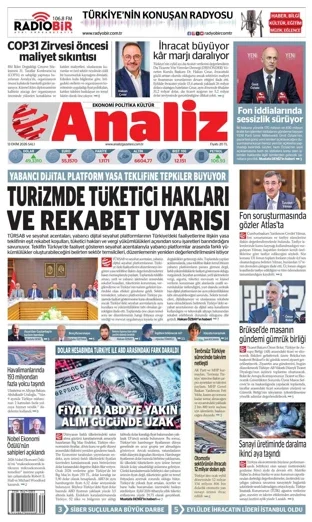 Analiz Gazetesi 13 Ekim 2026 günün manşeti