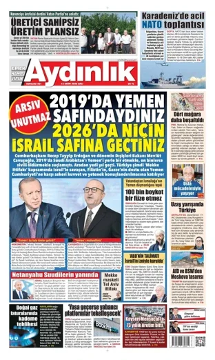 Aydınlık Gazetesi 13 Ekim 2026 günün manşeti