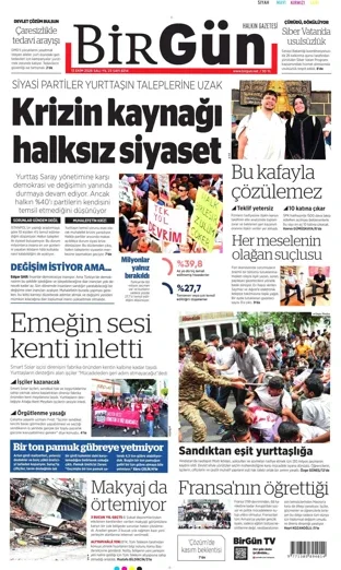 Birgün Gazetesi 13 Ekim 2026 günün manşeti