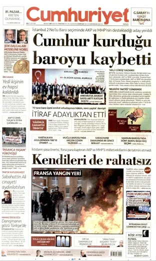 Cumhuriyet Gazetesi 13 Ekim 2026 günün manşeti