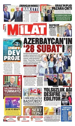 Milat Gazetesi 14 Ekim 2026 günün manşeti