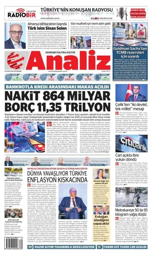 Analiz Gazetesi 15 Ekim 2026 günün manşeti