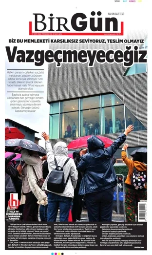 Birgün Gazetesi 15 Ekim 2026 günün manşeti