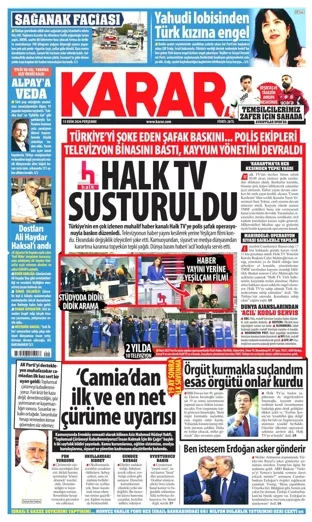 Karar Gazetesi 15 Ekim 2026 günün manşeti