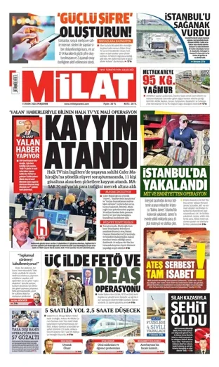 Milat Gazetesi 15 Ekim 2026 günün manşeti