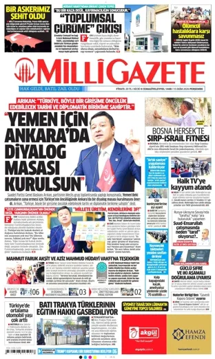 Milli Gazete 15 Ekim 2026 günün manşeti