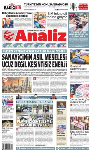 Analiz Gazetesi 16 Ekim 2026 günün manşeti