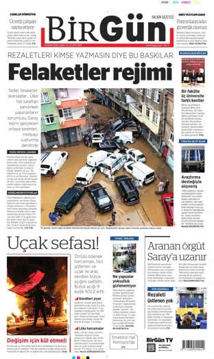 Birgün Gazetesi 16 Ekim 2026 günün manşeti