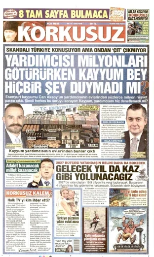 Korkusuz Gazetesi 18 Ekim 2026 günün manşeti
