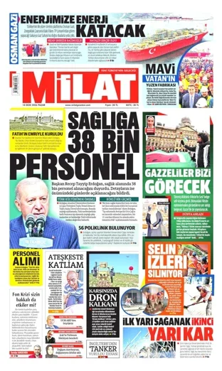 Milat Gazetesi 18 Ekim 2026 günün manşeti