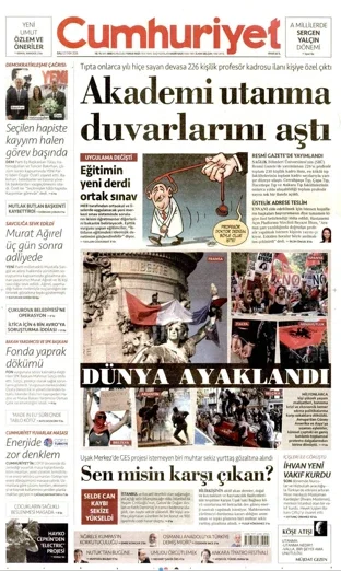 Cumhuriyet Gazetesi 20 Ekim 2026 günün manşeti
