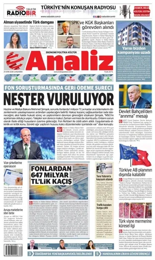 Analiz Gazetesi 21 Ekim 2026 günün manşeti