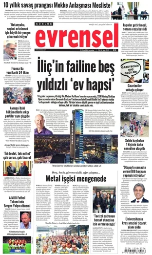Evrensel Gazetesi 21 Ekim 2026 günün manşeti