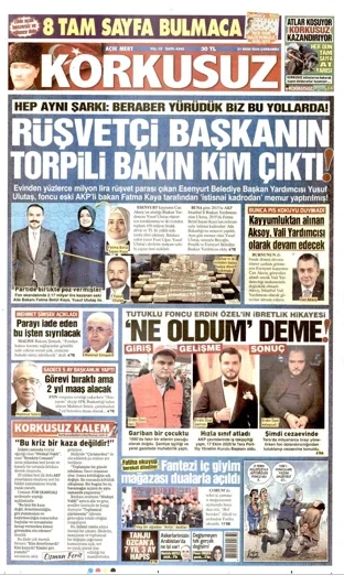 Korkusuz Gazetesi 21 Ekim 2026 günün manşeti
