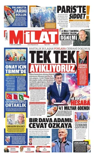 Milat Gazetesi 21 Ekim 2026 günün manşeti