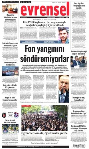 Evrensel Gazetesi 22 Ekim 2026 günün manşeti